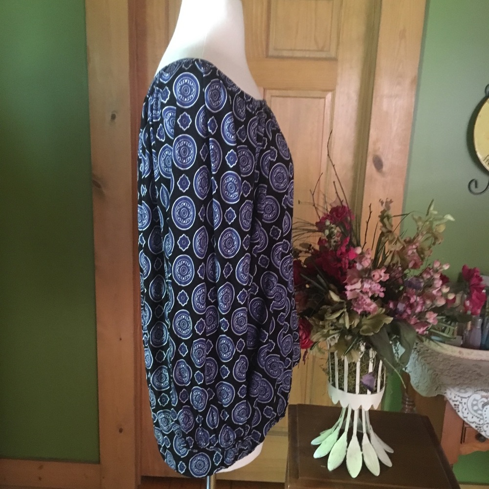 Michael Kors Blue and White Patterned Top - Picture 2 of 7